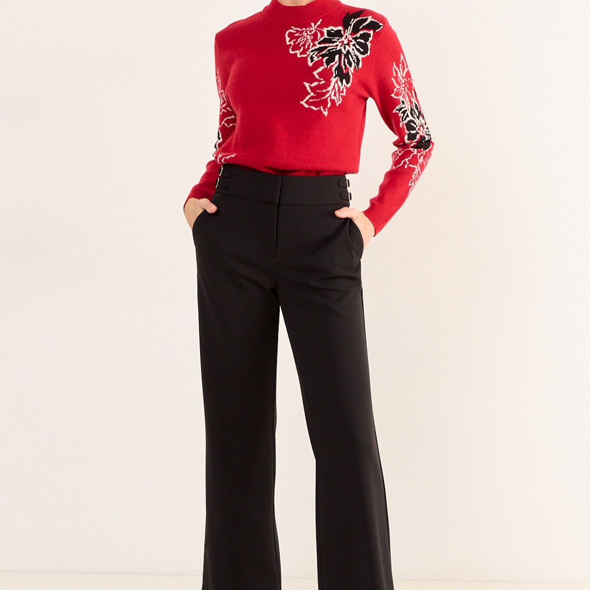 MA GRIFFE - Pantalon Wide Mujer Negro Magriffe
