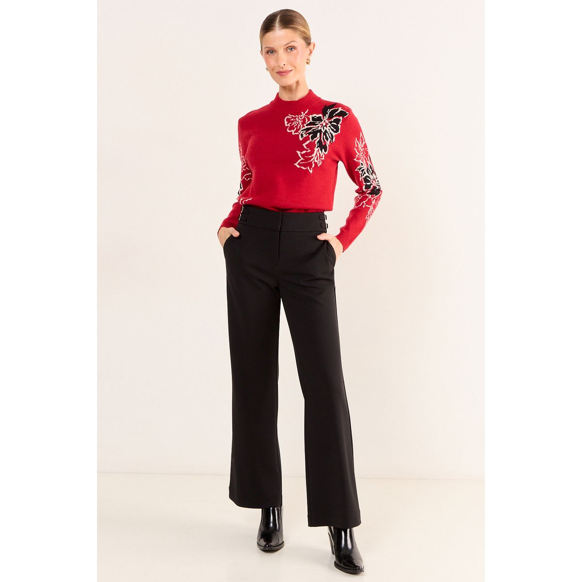 MA GRIFFE - Pantalon Wide Mujer Negro Magriffe