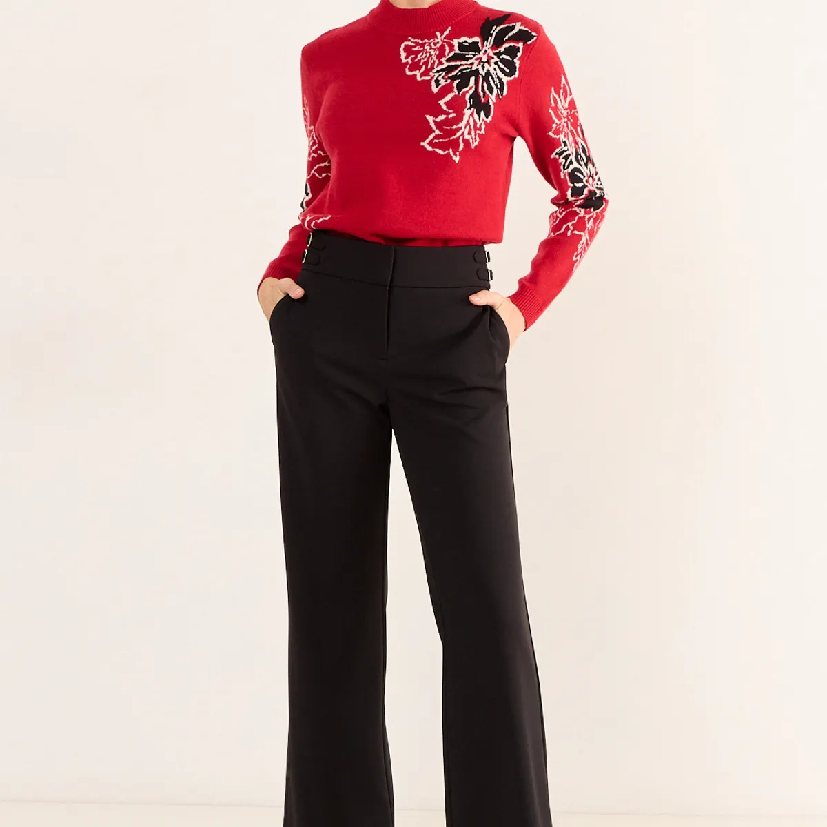 MA GRIFFE - Pantalon Wide Mujer Negro Magriffe