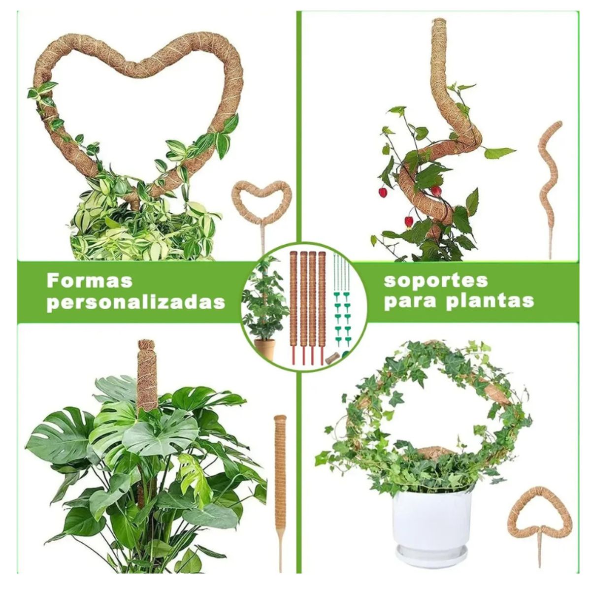 GENERICO - Tutor De Musgo Soporte Para Plantas 100cm/fibra Coco 21 set