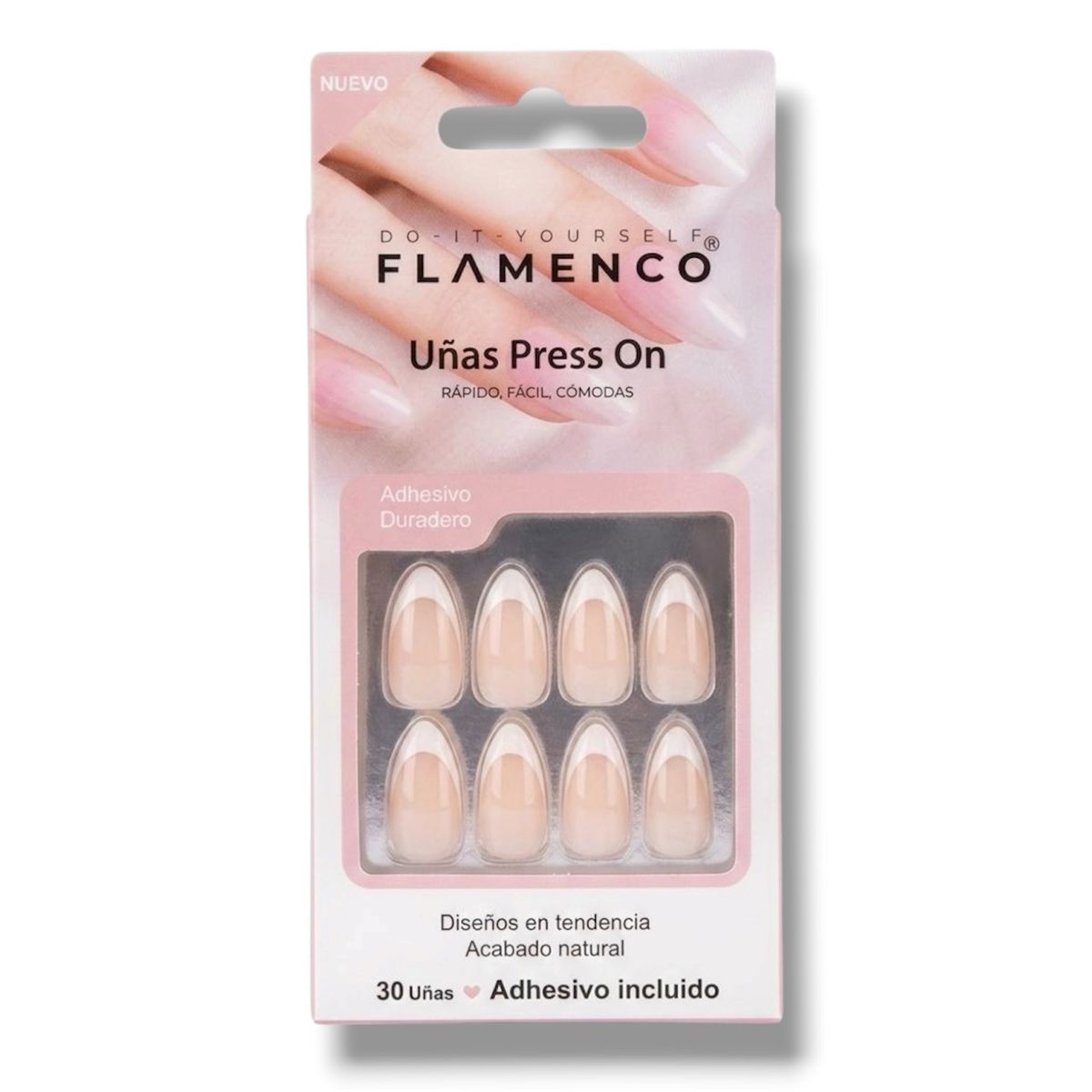 FLAMENCO - Uñas Postizas Press - On Francesas Tradicional