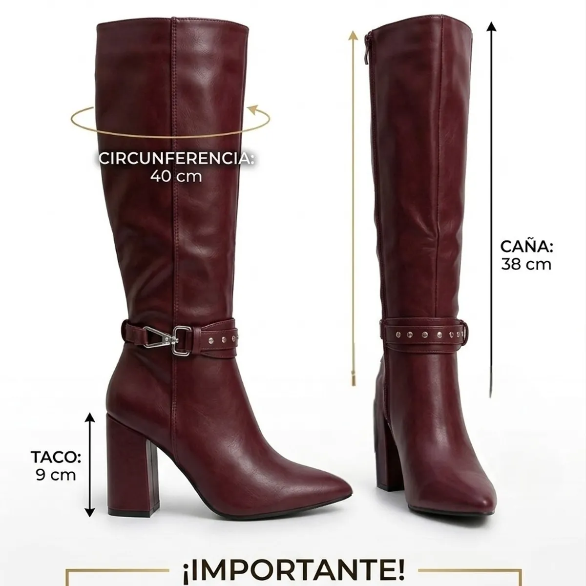 SNOOPY - Bota  Mujer Taco Alto  M661. Color Burdeos. Horma Pequeña