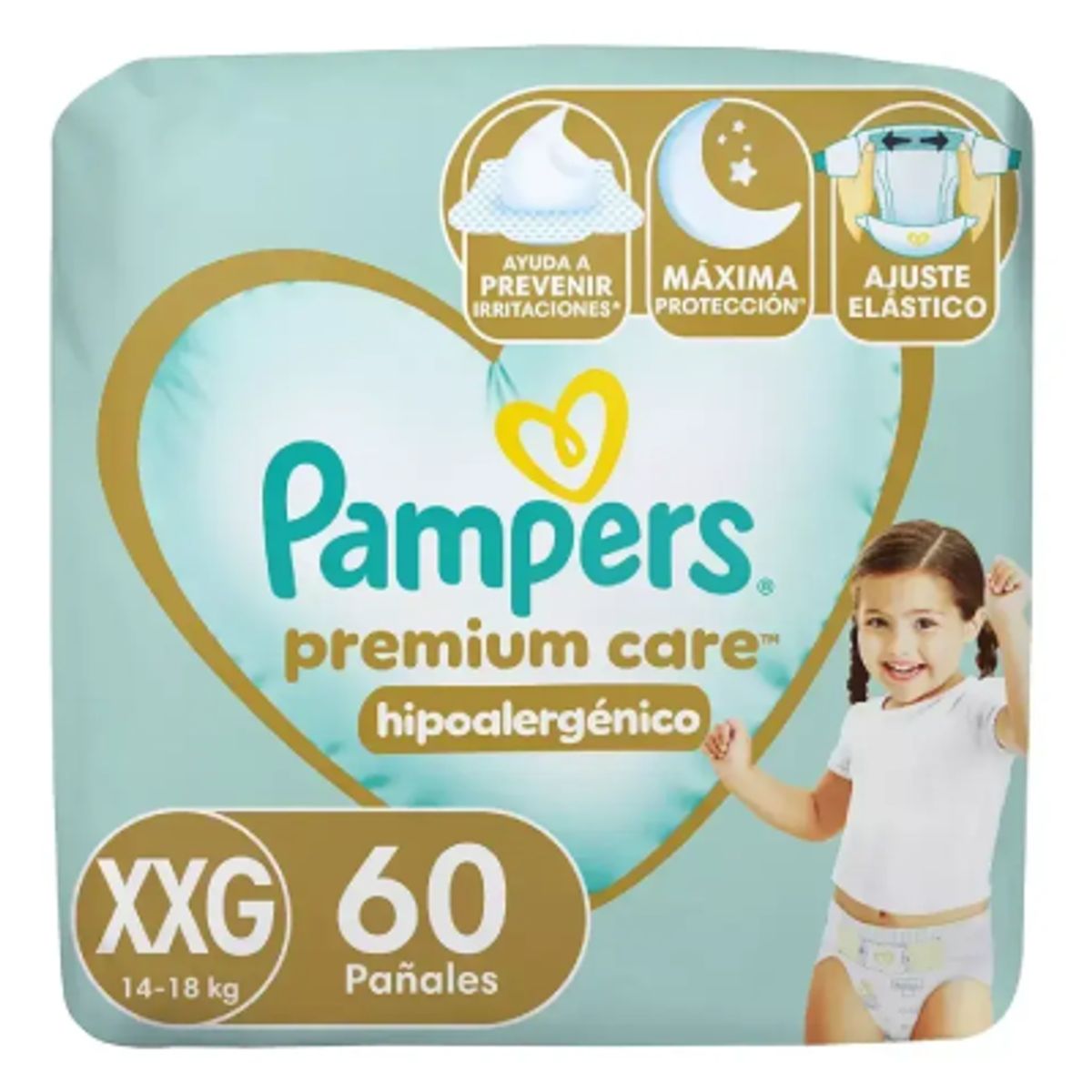 PAMPERS - Pañales Pampers Premium Care XXG 60 Uds