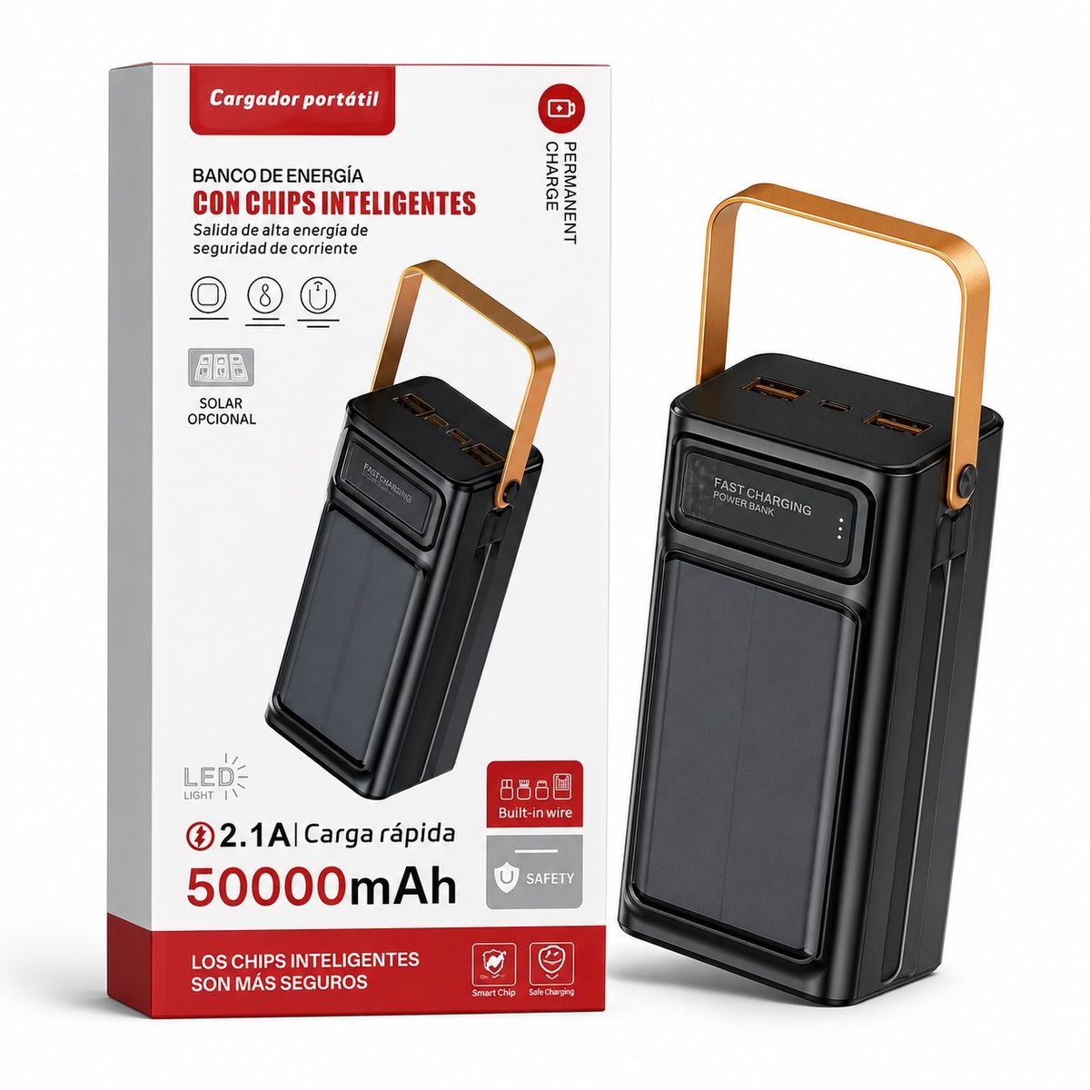 GENERICO - Cargador Bateria Externa 50000mah Powerbank Led Carga Solar