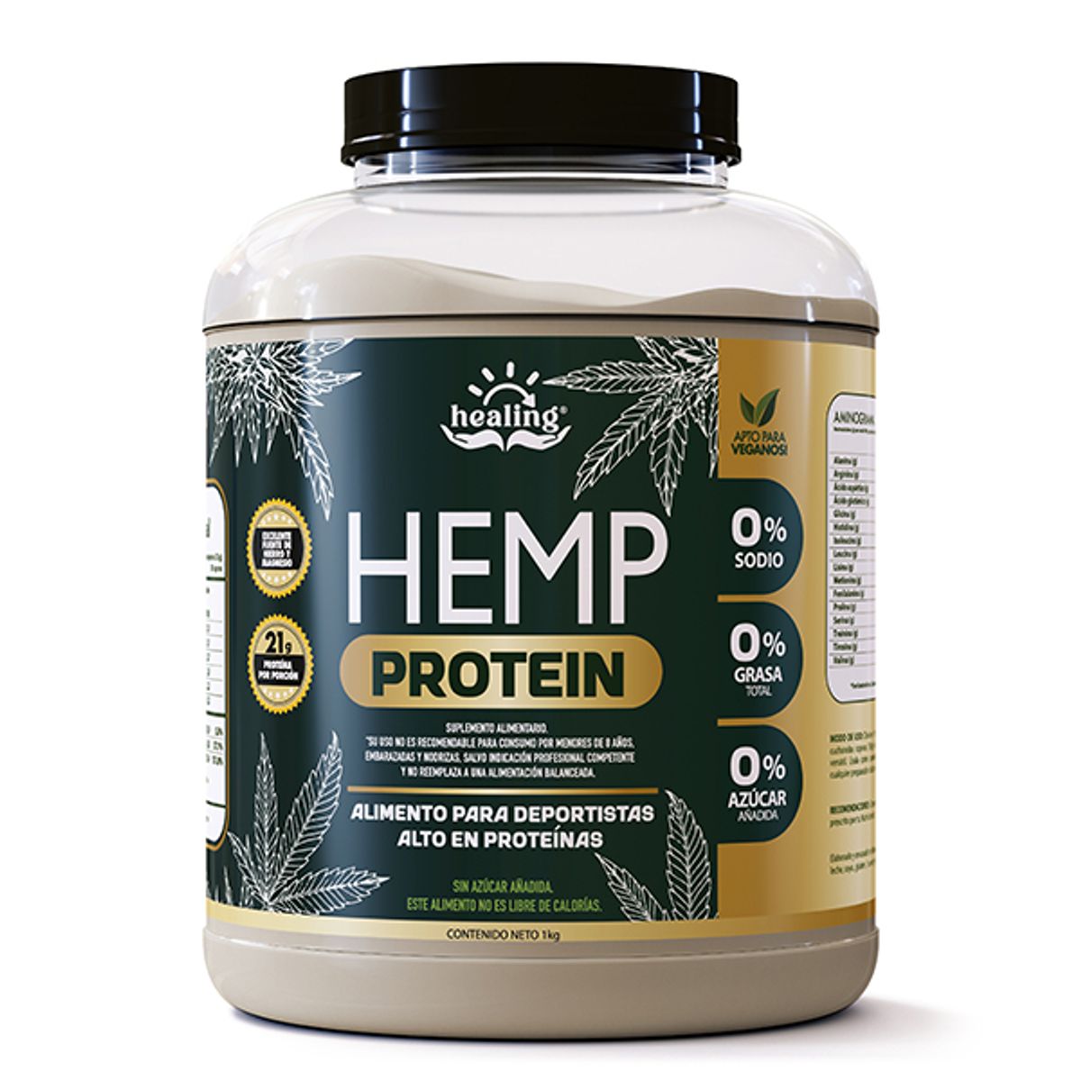 WINKLER NUTRITION - Proteína vegana Healing Hemp Protein 1 kg.
