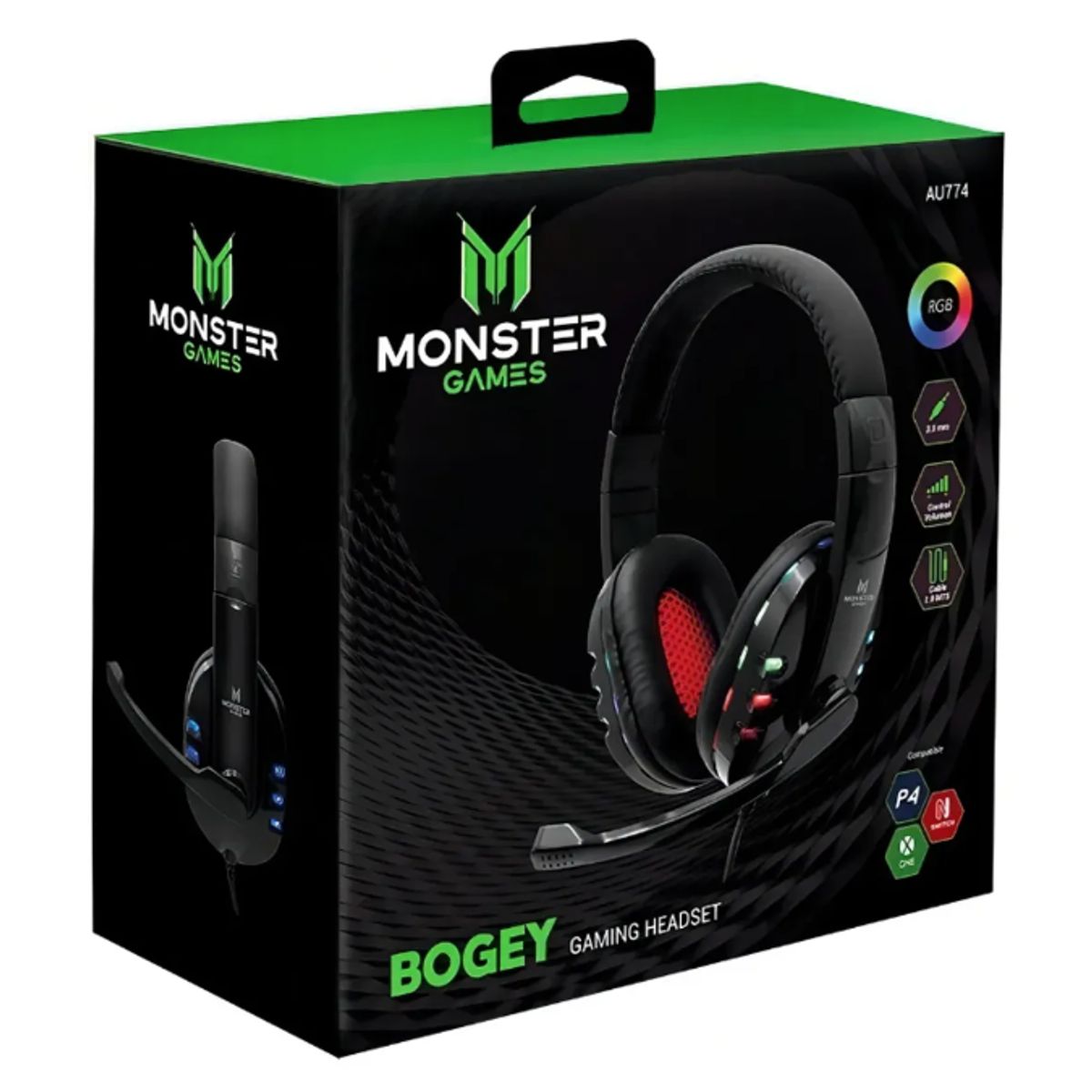MONSTER GAMES - Audifonos Monster Gamer Bogey Mic Rgb Usb Aux Pc Ps4