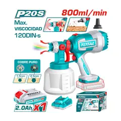 TOTAL TOOLS - Kit Pistola para Pintar 800 ML 20V + Batería y Cargador Total
