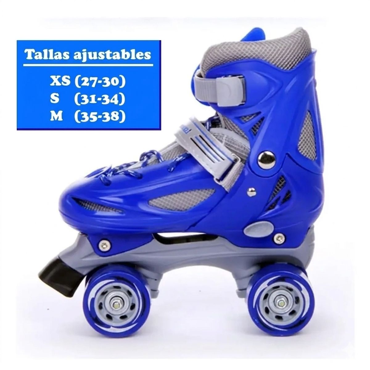 GENERICO - Patines 4 Ruedas Azul Para Niños Ajustable Artísticos M AZUL 35-38