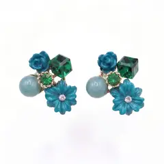 LUX JOYAS - AROS ALEACIÓN FLOR ROSA VERD