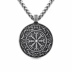 LK LUKSO - Collar Hombre Brújula de Runas Vikingas Acero Inoxidable