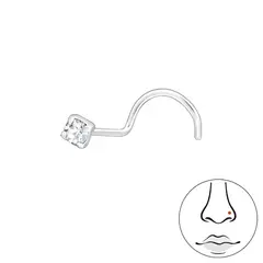 GENERICO - Piercing nariz cola de chancho punto de luz 2 mm Plata 925