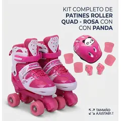 GENERICO - Patines Roller Ajustables + Casco Y Protectores Niños Color Rosa Talle De Los Patines M De 34 A 37 Tamaño De Las Ruedas 1 Mm