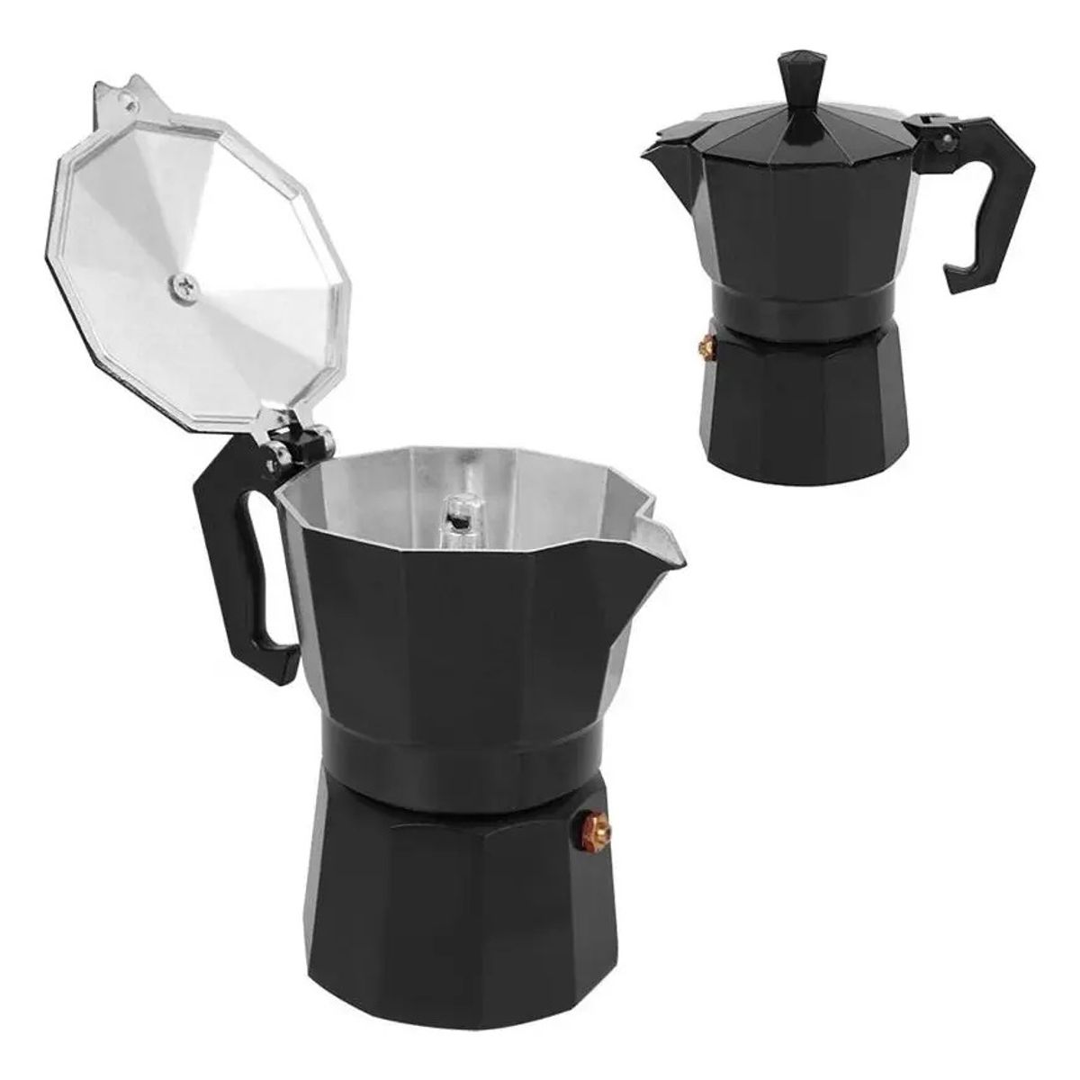 GENERICO - Cafetera Italiana Express Capuchino Expresso 6 Taza Negra