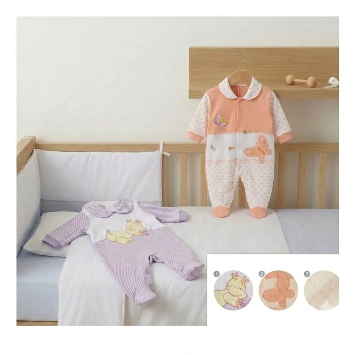ENCANTO - Pack 2 Enteritos Bebé Unisex,Niño y Niña 100% Algodón 0/3m-Envio Gratis.