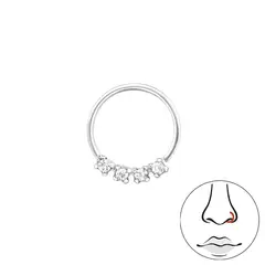 GENERICO - Piercing para nariz argolla brillante plata 925