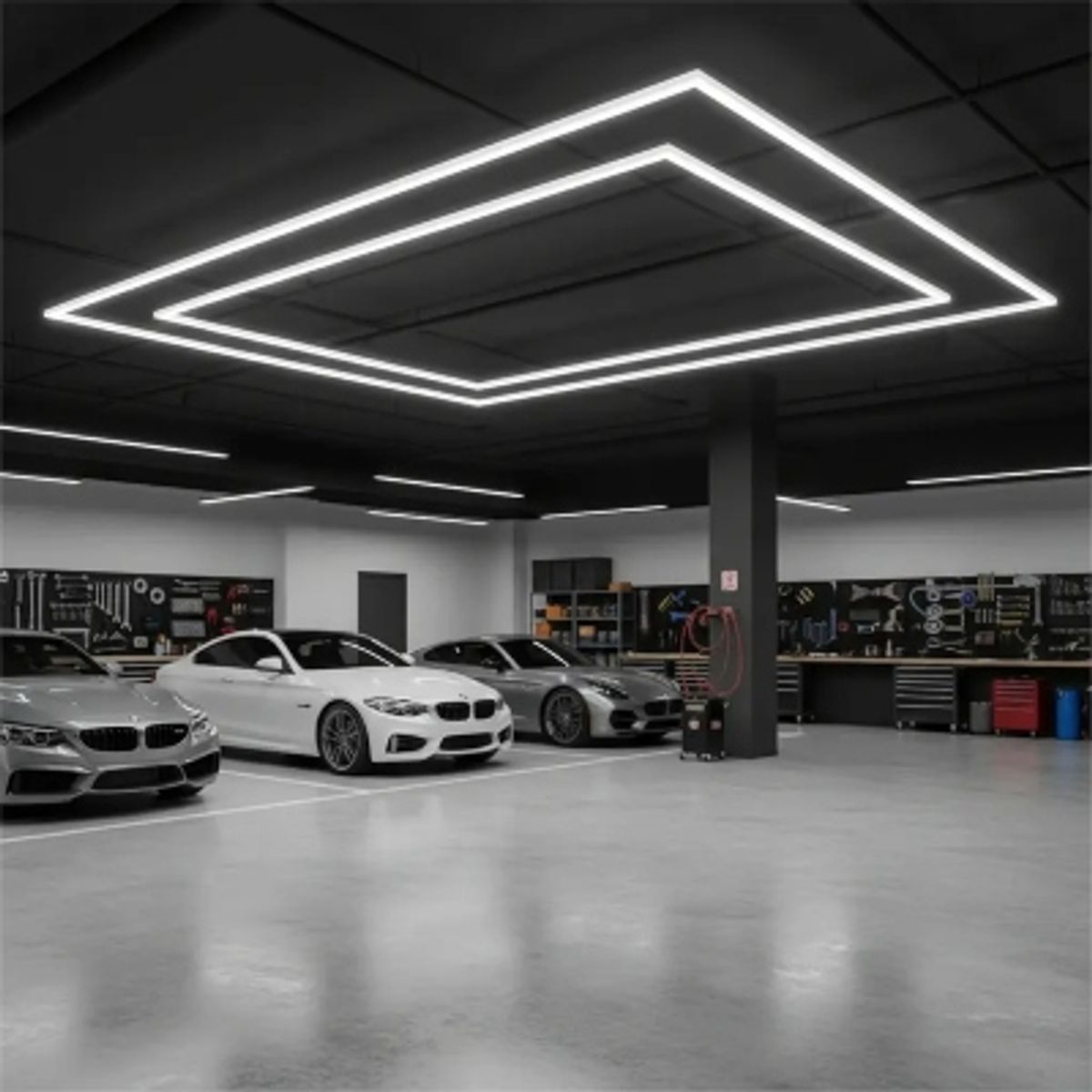 GENERICO - Luz Led Hexagonal 6500K. Luz Garage Rectangular 400 watt