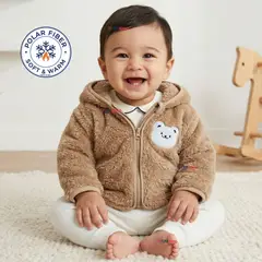 JUMP KIDS - Chaqueta Polerón Con Capucha Forro Polar Bebe Niño Oso Abrigo Invierno