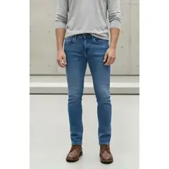 ASLAND - Pantalón Jeans Hombre slim Elasticado