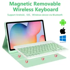 GENERICO - Funda con Teclado Samsung Tab A11+ Plus Verde Claro