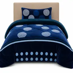 GENERICO - Cobertor Plush 1,5 Plazas con Chiporro Interior Cubrecama Térmico Suave y Abrigador Azul Marino