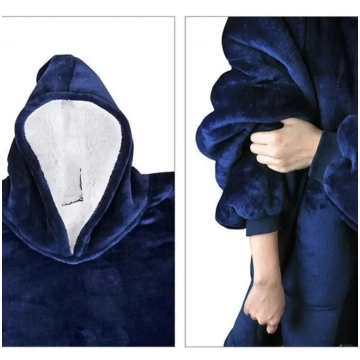 GENERICO - Polerones Felpa Con Capucha Manta Polar Frazada Chiporro Azul