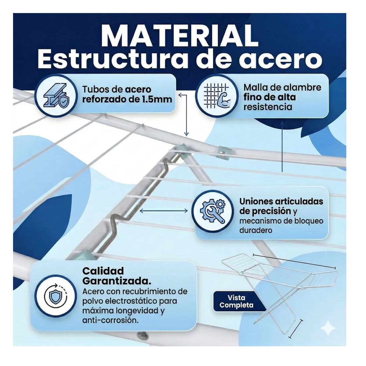GENERICO - Tendedero Colgador De Ropa 1.44m Mor Extensible Color Blanco