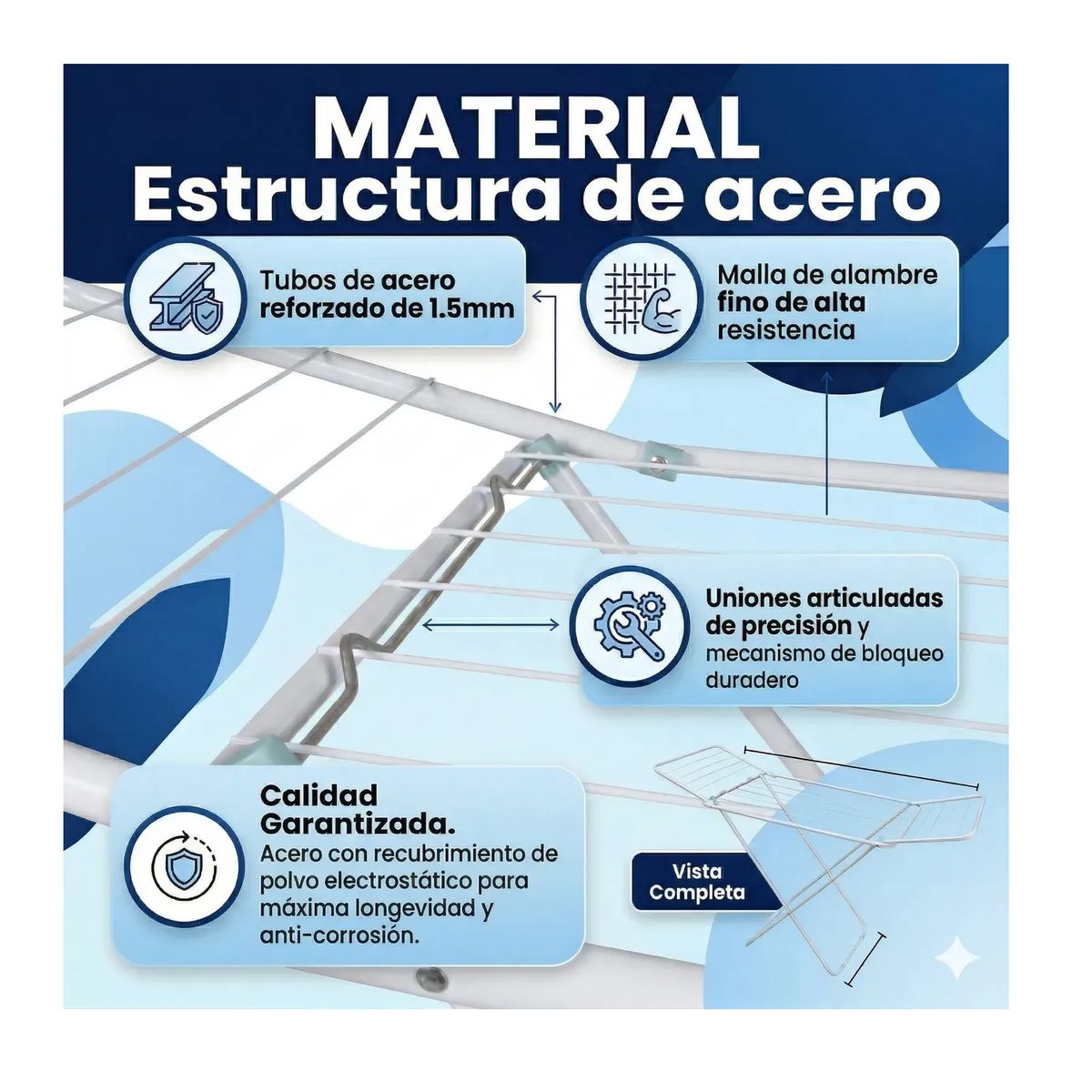 GENERICO - Tendedero Colgador De Ropa 1.44m Mor Extensible Color Blanco