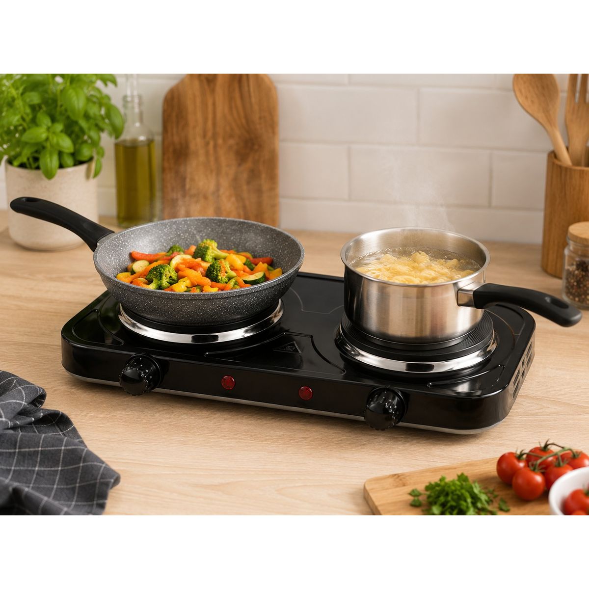 MP - Cocinilla Electrica Dos Platos Color Negro