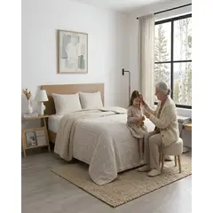 GENERICO - Plumon Quilt 2 Plazas Con Sherpa Palma Cationic Suave
