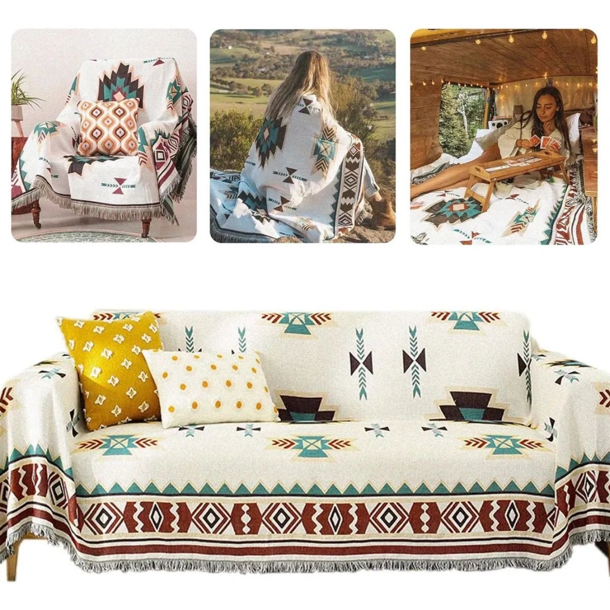 GENERICO - Manta Decorativa Tejida Estilo Nordico Para Sofa Sillon Cama