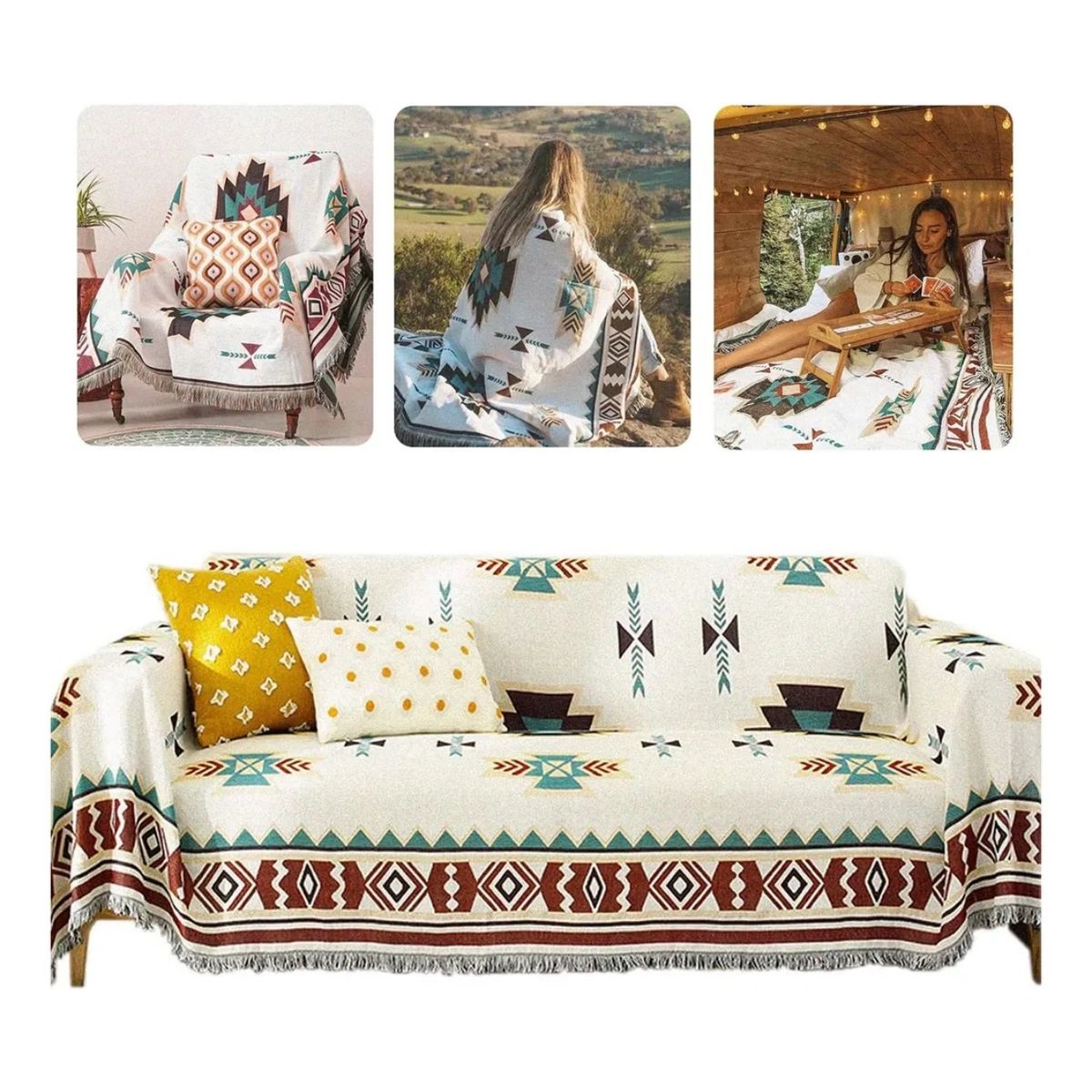 GENERICO - Manta Decorativa Tejida Estilo Nordico Para Sofa Sillon Cama
