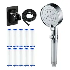 VERCI - Kit Ducha Teléfono Acero Inox Cromado2m10filtros Alta Gris