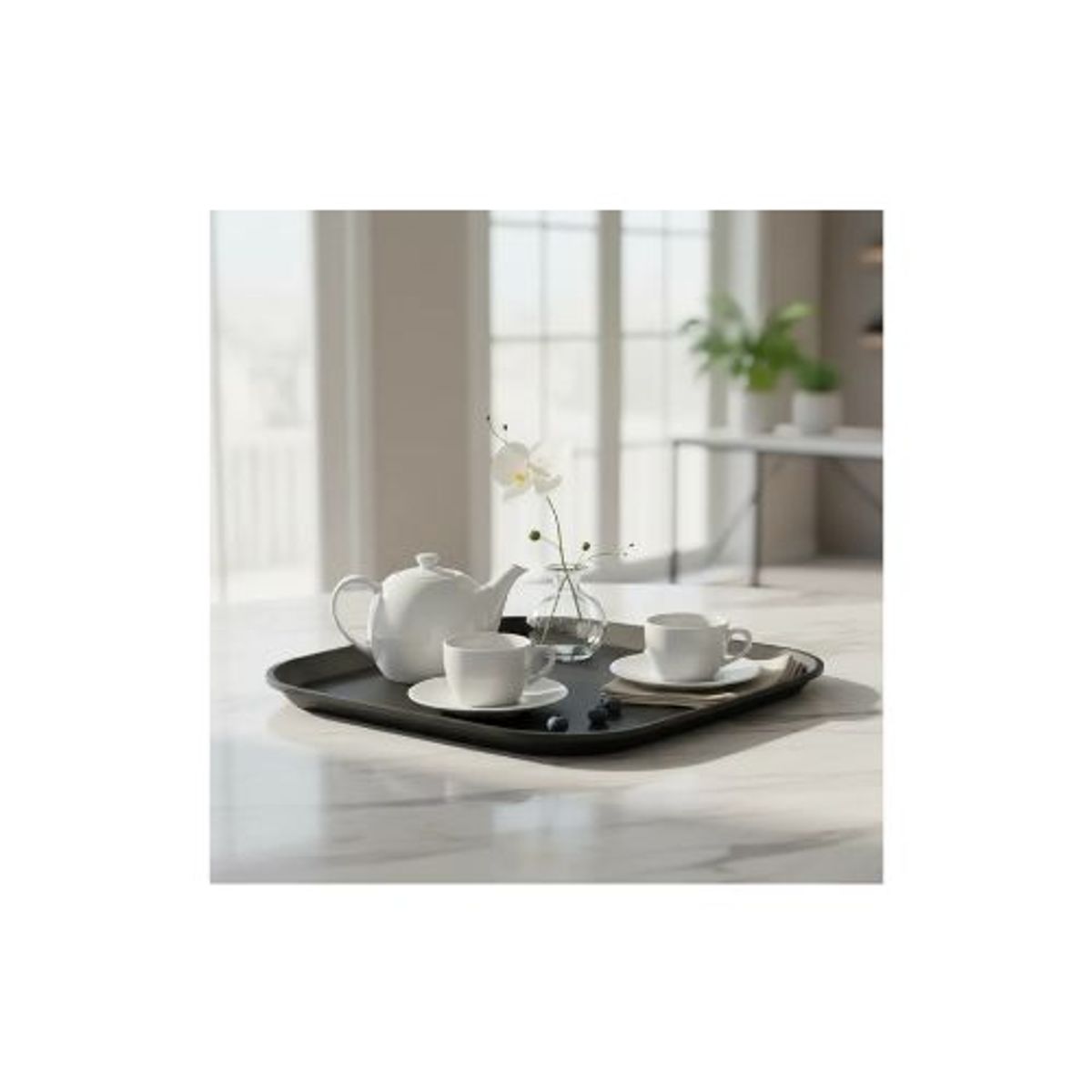 GENERICO - Bandeja de Servicio Cuadrada Antideslizante 52cm Negra