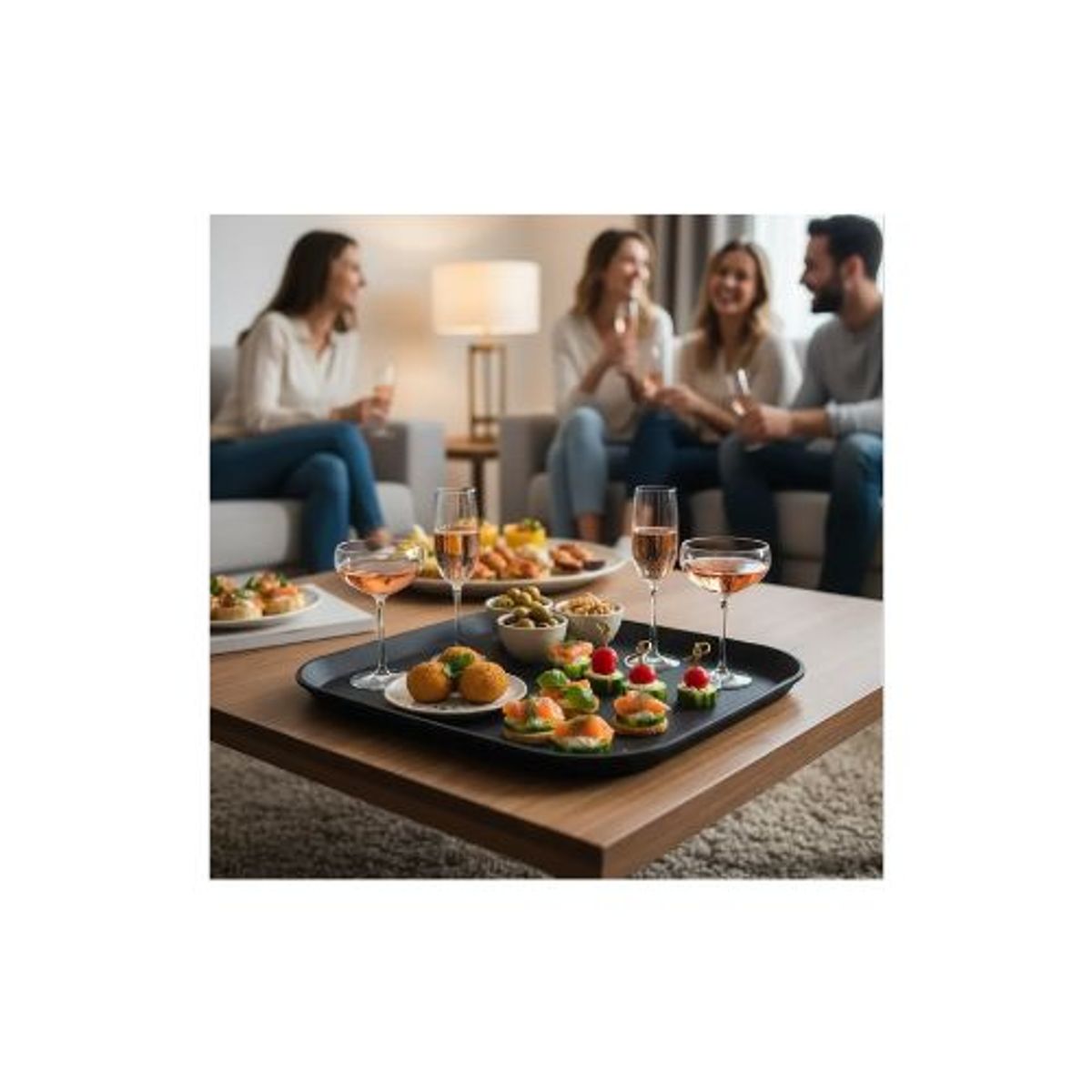 GENERICO - Bandeja de Servicio Cuadrada Antideslizante 52cm Negra
