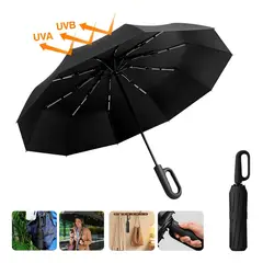 KUANGYE - Paraguas Automático Extra Grande 106cm Reforzado 10 Varillas