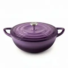 RHOMIE - Olla Casserole de Hierro Fundido Esmaltado 3.6L 27cm Púrpura Interior Negro