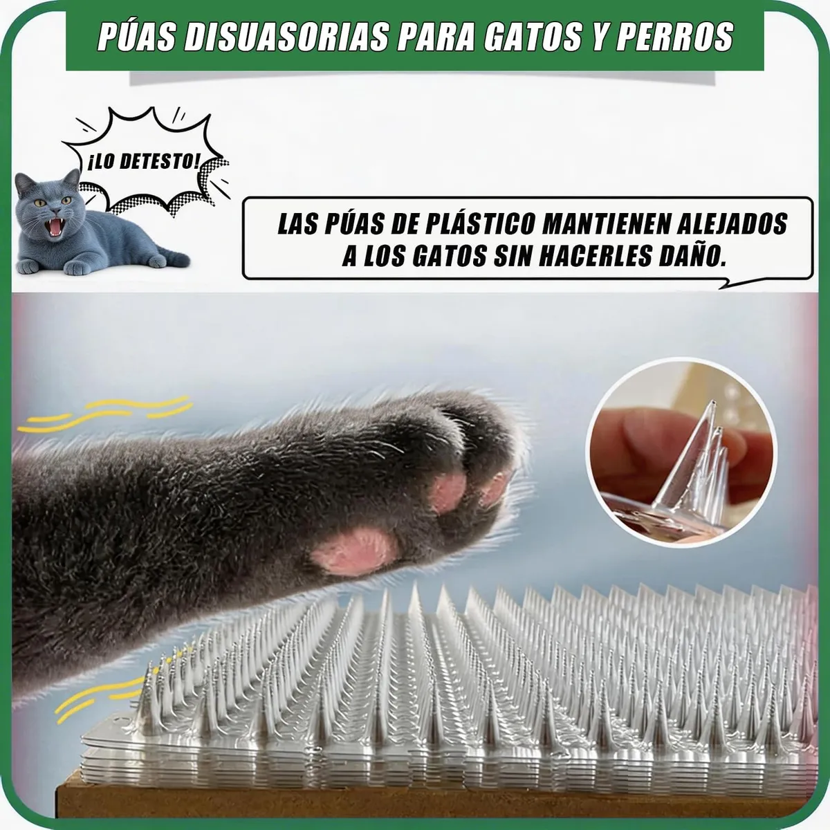 Pack de 5 Alfombrillas Disuasorias para Gatos y Perros de Plástico Transparente, marca KUANGYE - Foto 2