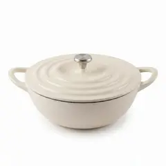 RHOMIE - Olla Casserole de Hierro Fundido Esmaltado 3.6L 27cm Blanco Interior Crema
