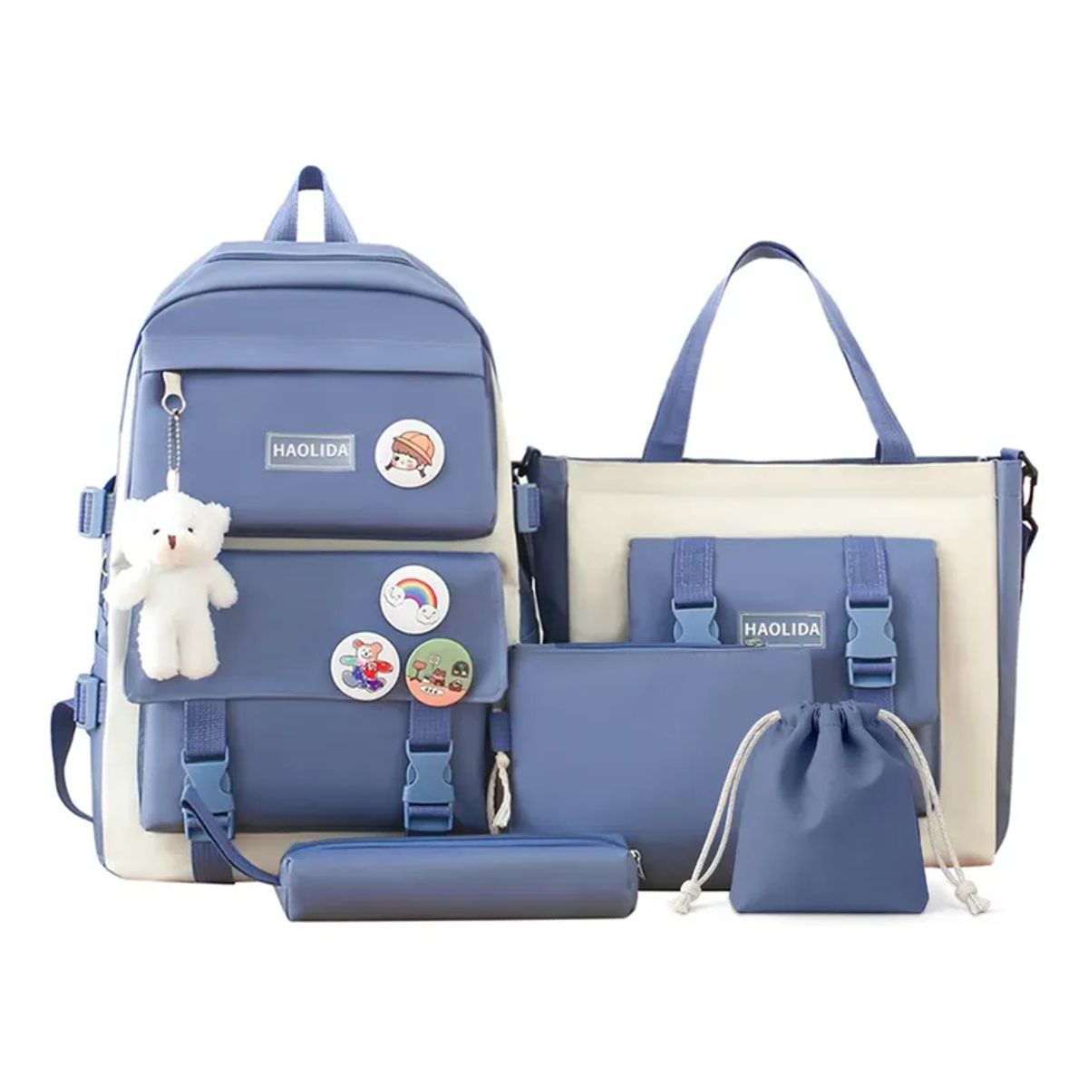 VERCI - Mochila Escolar Urbana Estilo Coreano 5 Piezas Para Viaje