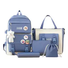 VERCI - Mochila Escolar Urbana Estilo Coreano 5 Piezas Para Viaje