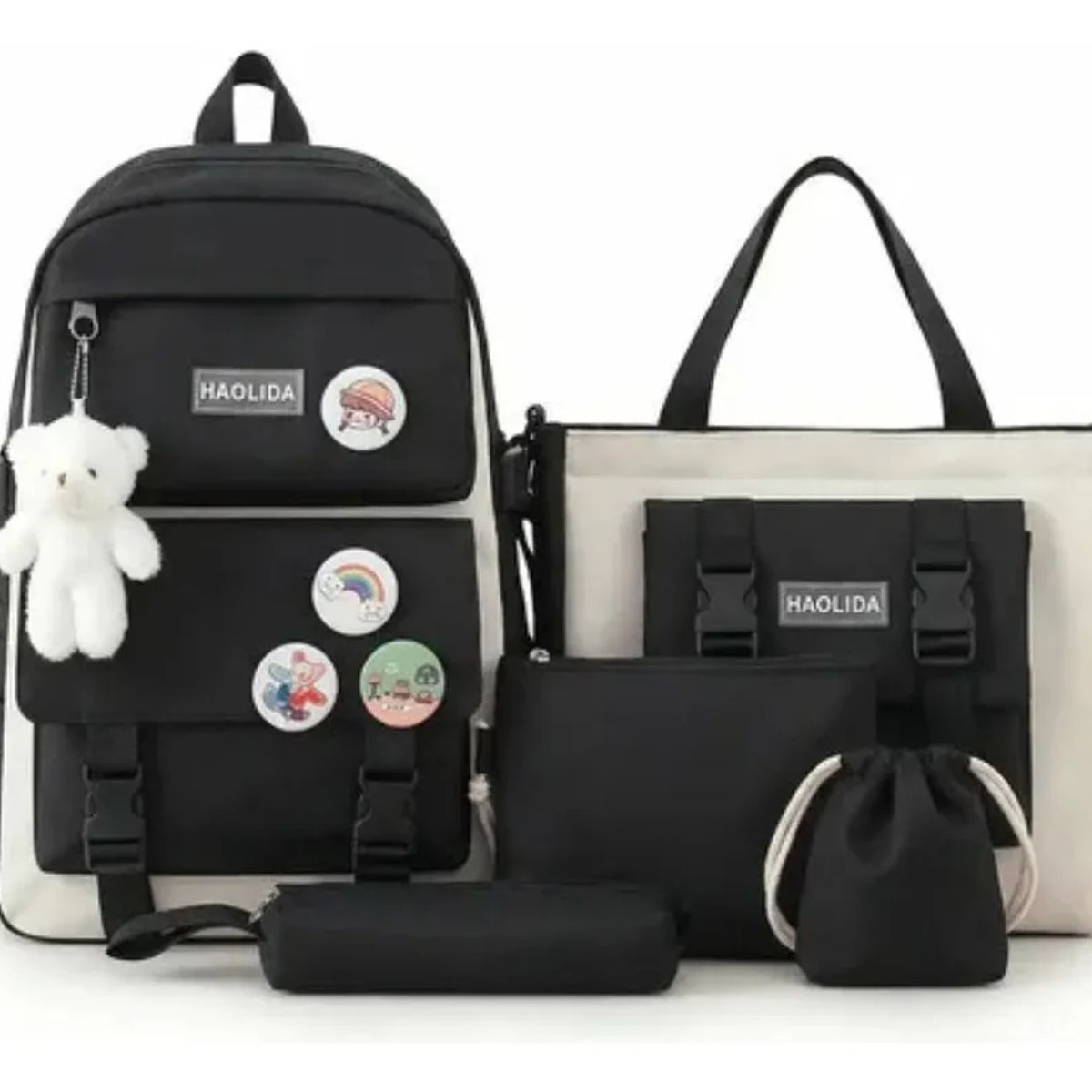 VERCI - Mochila Escolar Urbana Estilo Coreano 5 Piezas Para Viaje