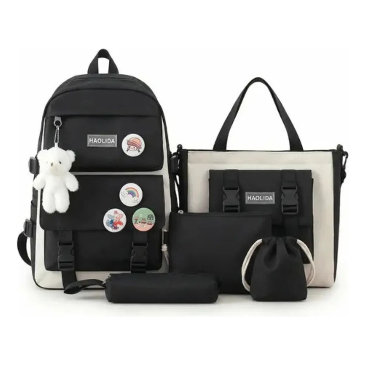 VERCI - Mochila Escolar Urbana Estilo Coreano 5 Piezas Para Viaje
