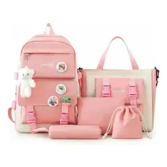 VERCI - Mochila Escolar Urbana Estilo Coreano 5 Piezas Para Viaje