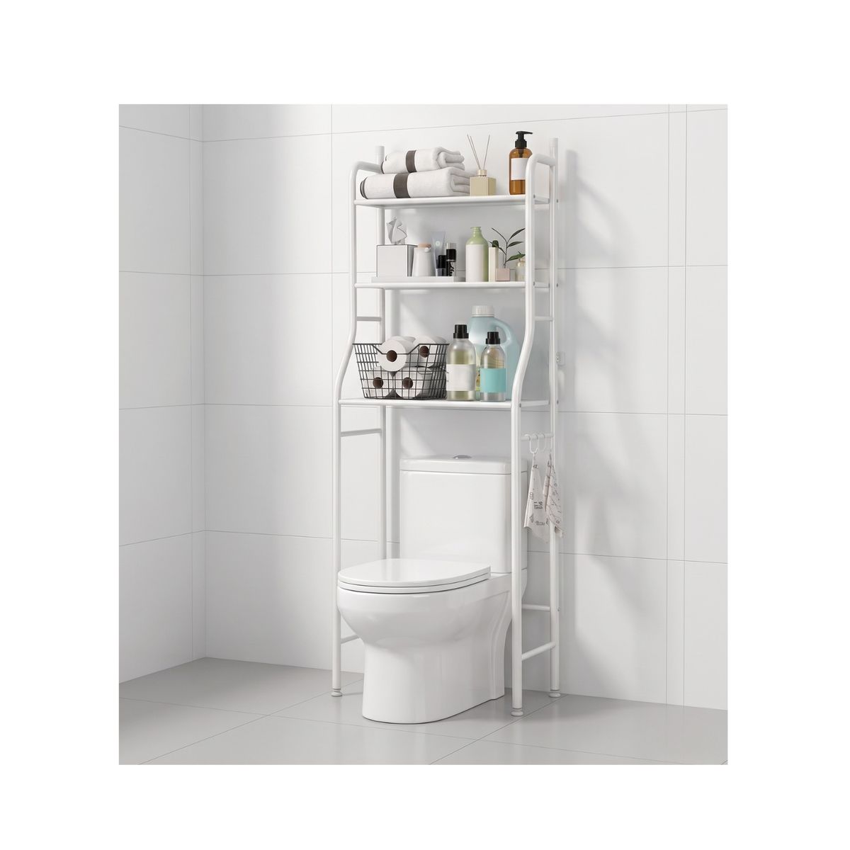 GENERICO - Estante Organizador de Baño Sobre Inodoro Metálico de 3 Niveles - Maximiza Espacio