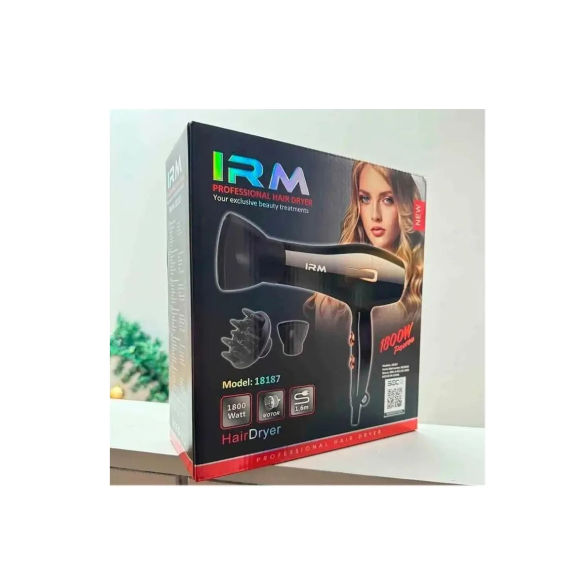 IRM - Secador de Pelo Profesional IRM 1800W con Difusor y Boquilla