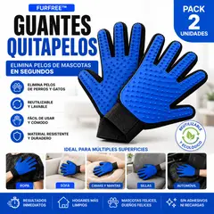 MOVI - FURFREE™ Pack 2 Guantes Quitapelos para Mascotas- Elimina pelos de Ropa, Sofás y Auto Fácil y Rápido