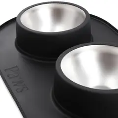PRAWS - Bowl doble - Acero inoxidable 2746cm Negro