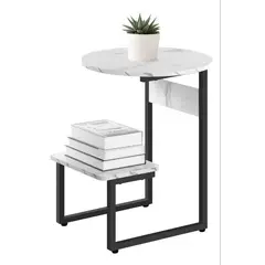 GENERICO - Mesa Lateral Living Auxiliar 2 Niveles Redonda Y Rectangular