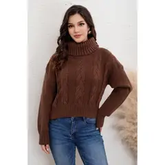 LIKE SHOP - Sweater Mujer Chenille Tejido Trenzas Cuello Beatle 7022