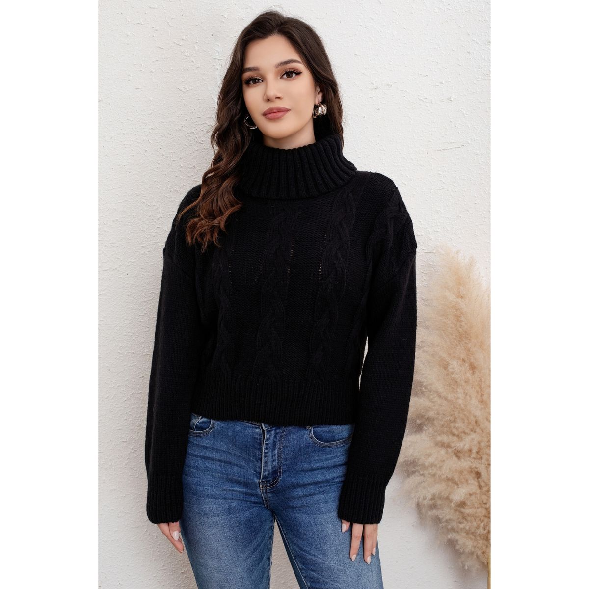 LIKE SHOP - Sweater Mujer Chenille Tejido Trenzas Cuello Beatle 7022